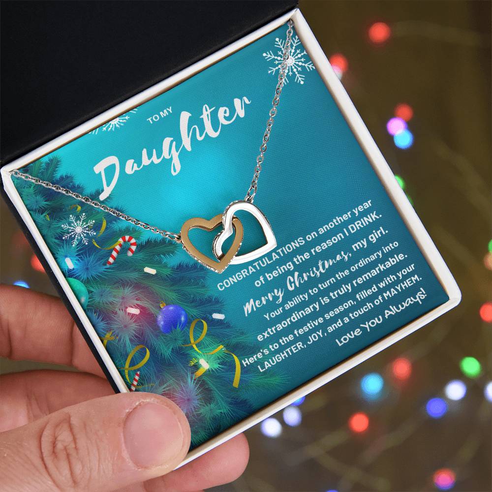 Christmas 'Daughters Merry Mayhem Moments' - Interlocking Hearts Necklace - Real Rad Boutique