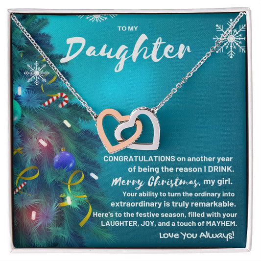 Christmas 'Daughters Merry Mayhem Moments' - Interlocking Hearts Necklace - Real Rad Boutique