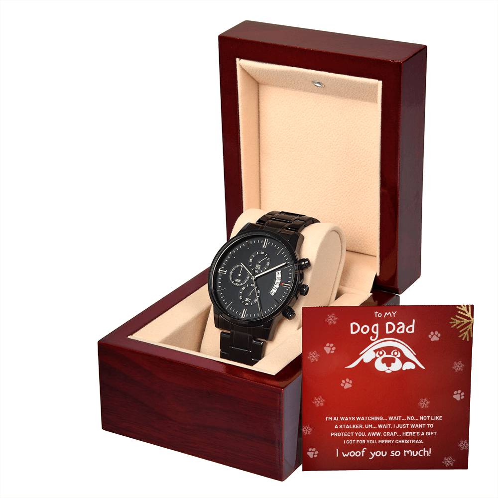 Christmas 'Dog Dad Delight' - Black Chronograph Watch - Real Rad Boutique