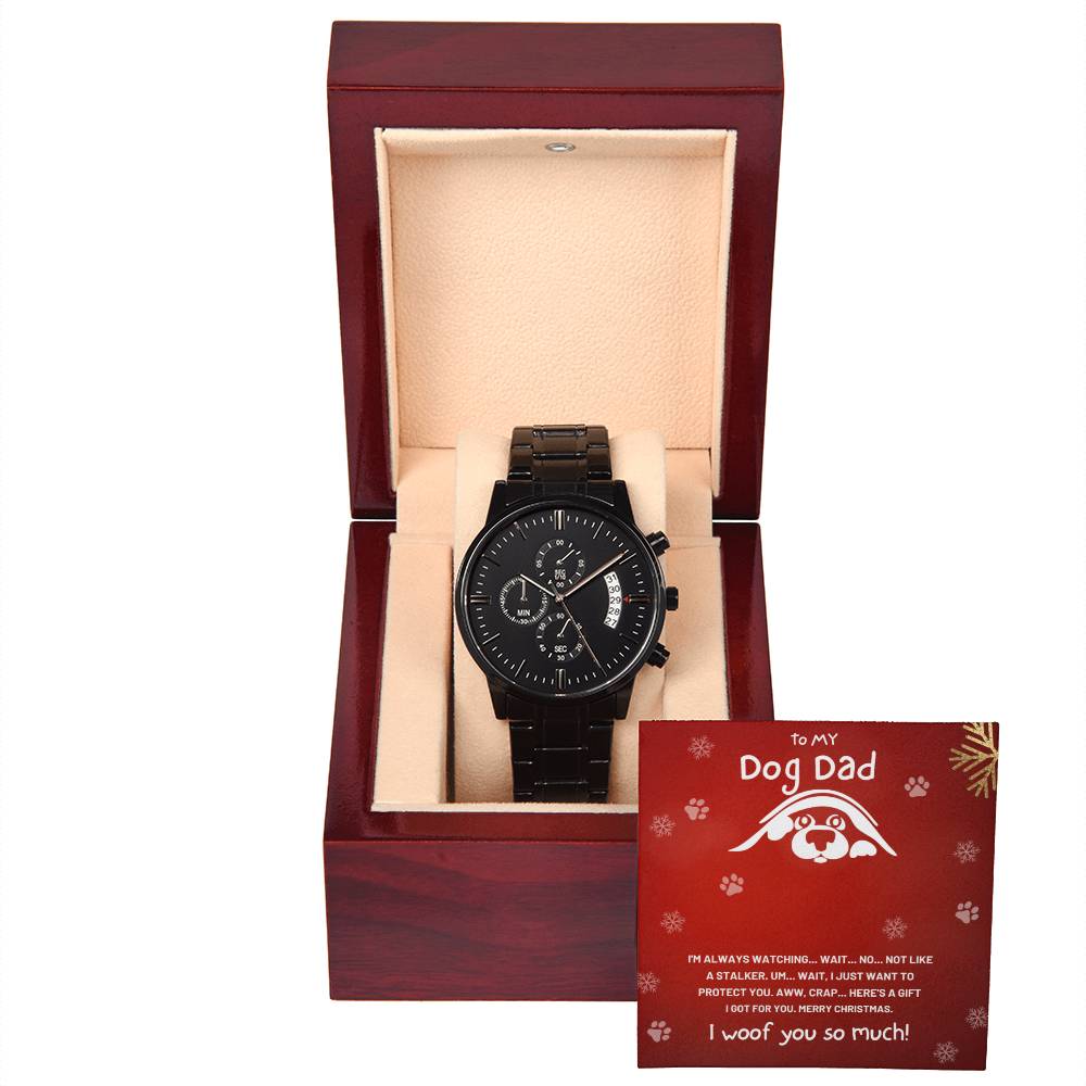 Christmas 'Dog Dad Delight' - Black Chronograph Watch - Real Rad Boutique