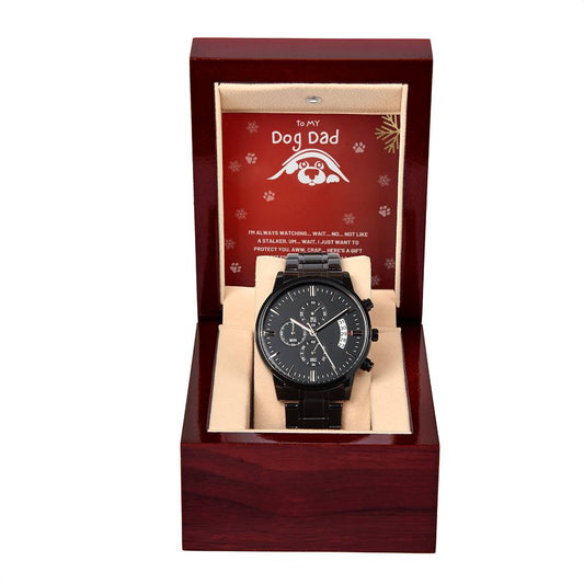 Christmas 'Dog Dad Delight' - Black Chronograph Watch - Real Rad Boutique