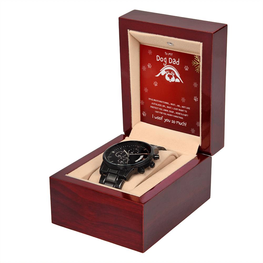 Christmas 'Dog Dad Delight' - Black Chronograph Watch - Real Rad Boutique