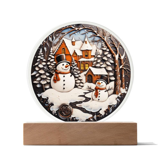 Christmas 'Double the Snowman Joy' Acrylic Circle Plaque - Real Rad Boutique