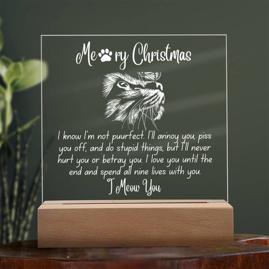 Christmas 'Enduring Feline Love' - Acrylic Square Plaque - Real Rad Boutique