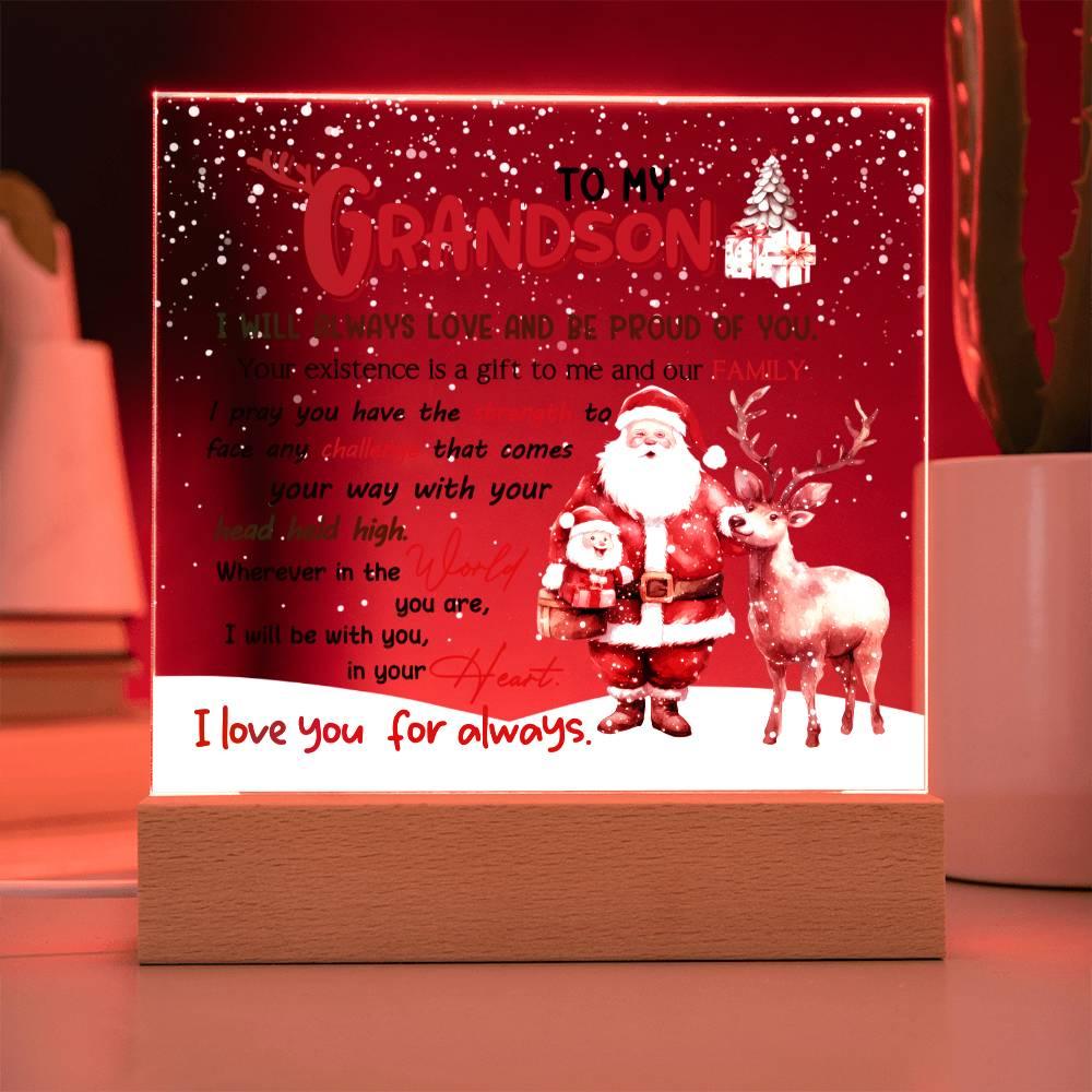 Christmas 'Forever Proud Grandson' - Acrylic Square Plaque - Real Rad Boutique