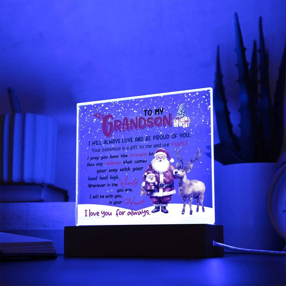 Christmas 'Forever Proud Grandson' - Acrylic Square Plaque - Real Rad Boutique