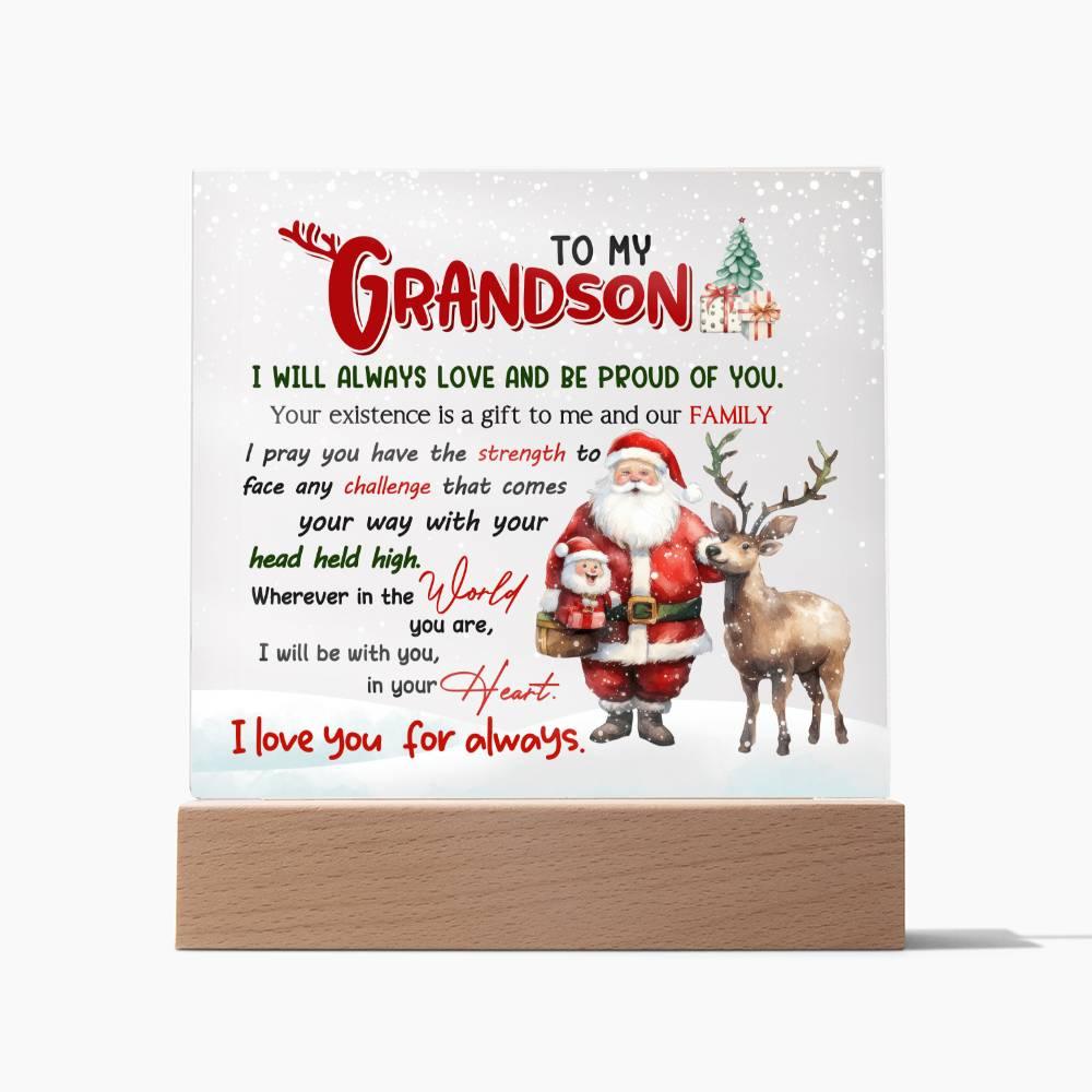 Christmas 'Forever Proud Grandson' - Acrylic Square Plaque - Real Rad Boutique