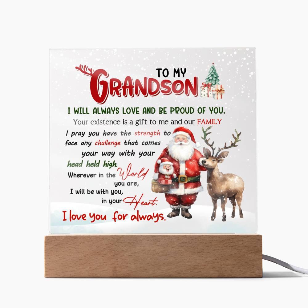 Christmas 'Forever Proud Grandson' - Acrylic Square Plaque - Real Rad Boutique