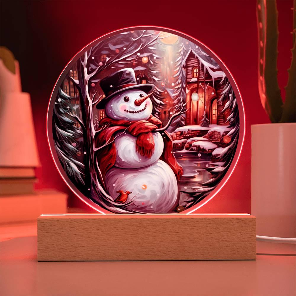 Christmas 'Frosty's Playful Charm' Acrylic Circle Plaque - Real Rad Boutique