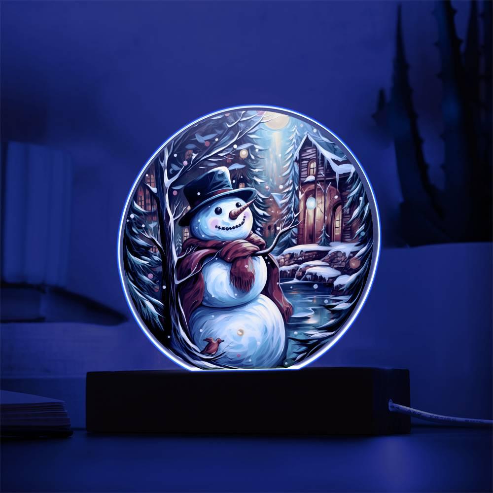 Christmas 'Frosty's Playful Charm' Acrylic Circle Plaque - Real Rad Boutique