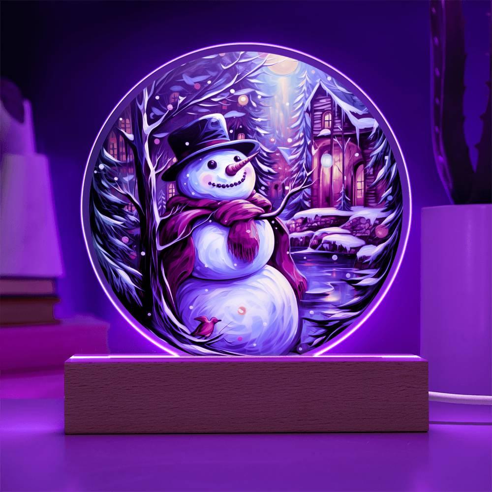 Christmas 'Frosty's Playful Charm' Acrylic Circle Plaque - Real Rad Boutique