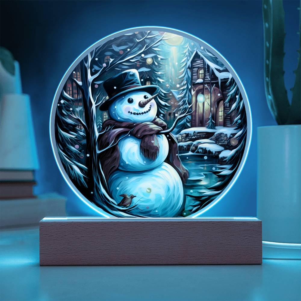 Christmas 'Frosty's Playful Charm' Acrylic Circle Plaque - Real Rad Boutique