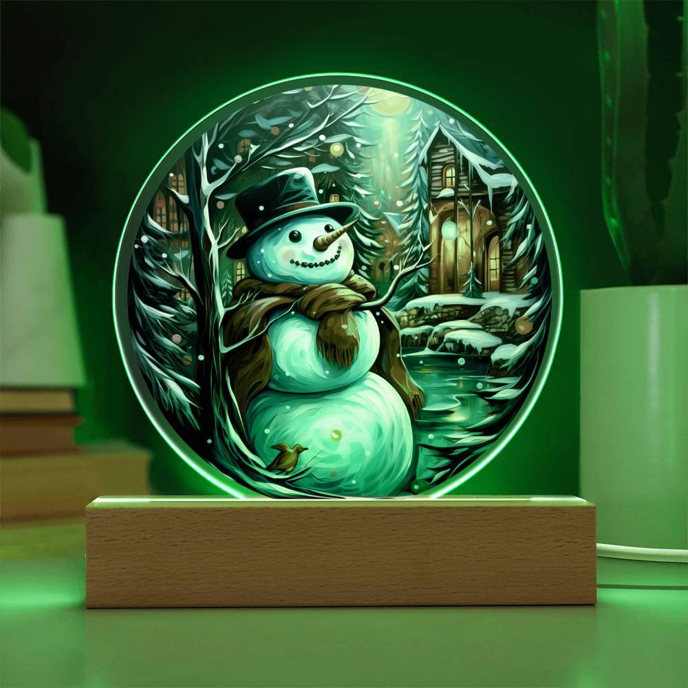 Christmas 'Frosty's Playful Charm' Acrylic Circle Plaque - Real Rad Boutique