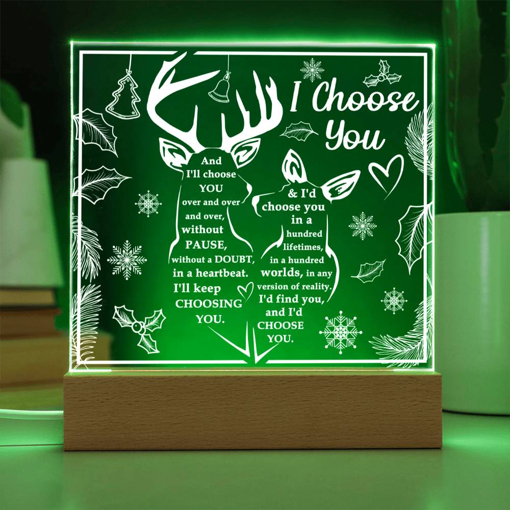 Christmas 'Reindeer Romance' - Acrylic Square Plaque - Real Rad Boutique