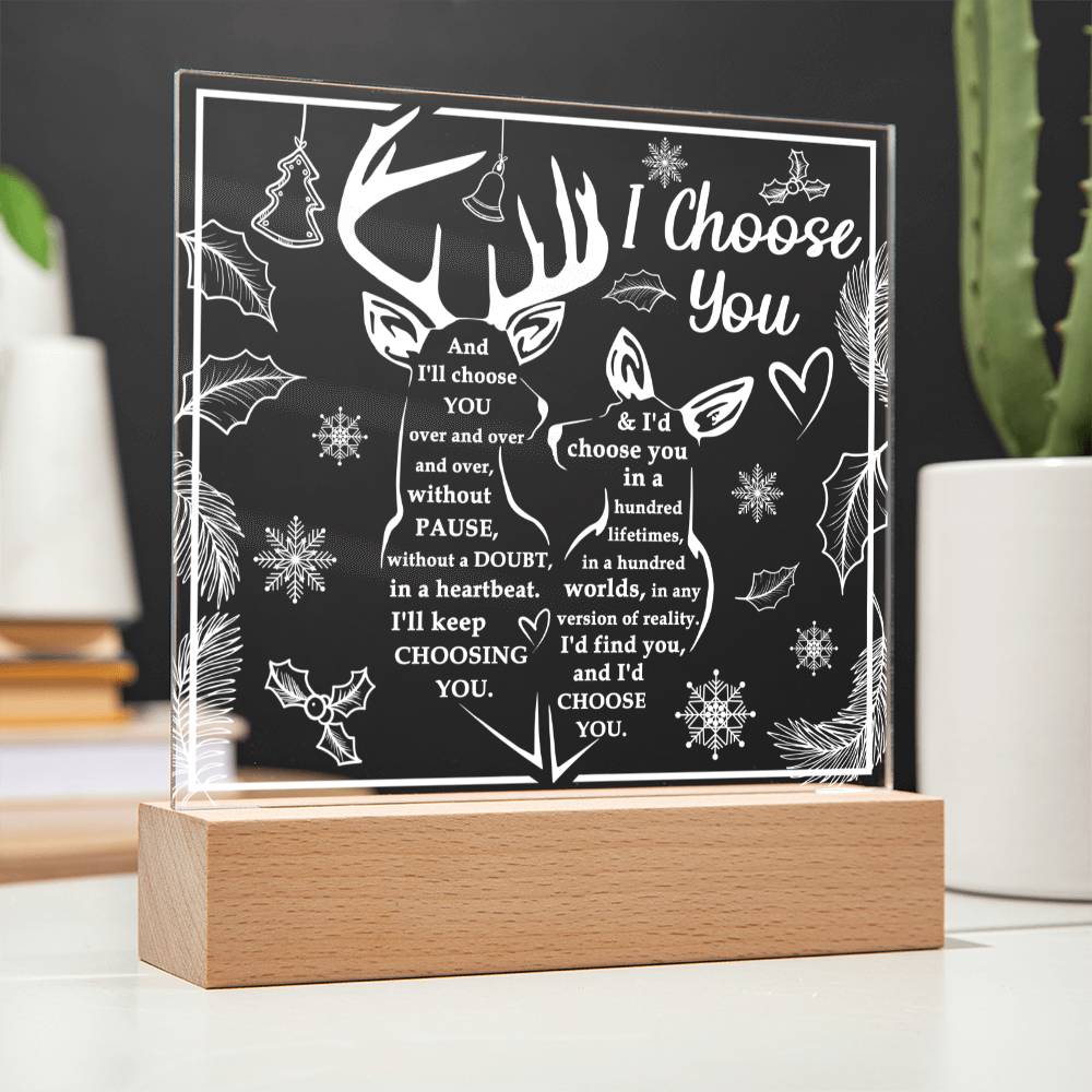 Christmas 'Reindeer Romance' - Acrylic Square Plaque - Real Rad Boutique