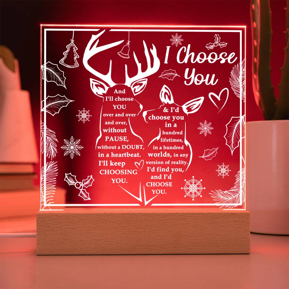 Christmas 'Reindeer Romance' - Acrylic Square Plaque - Real Rad Boutique