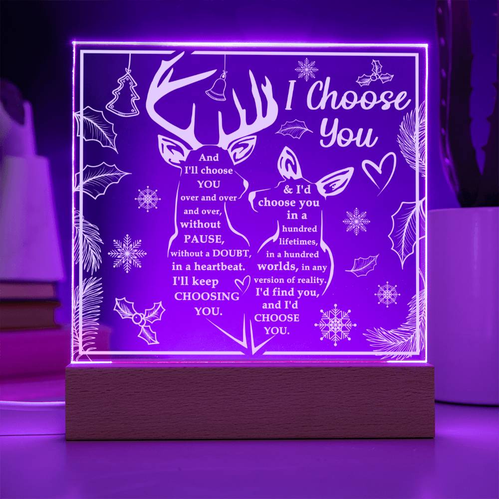 Christmas 'Reindeer Romance' - Acrylic Square Plaque - Real Rad Boutique