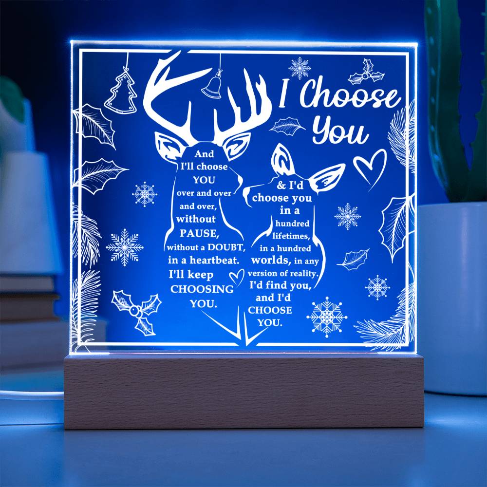 Christmas 'Reindeer Romance' - Acrylic Square Plaque - Real Rad Boutique