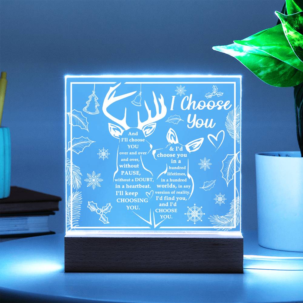 Christmas 'Reindeer Romance' - Acrylic Square Plaque - Real Rad Boutique