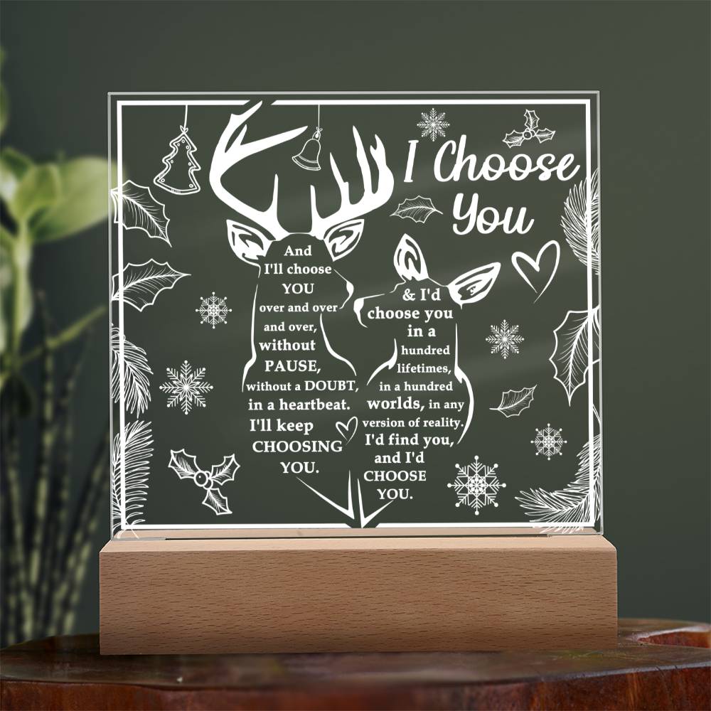 Christmas 'Reindeer Romance' - Acrylic Square Plaque - Real Rad Boutique