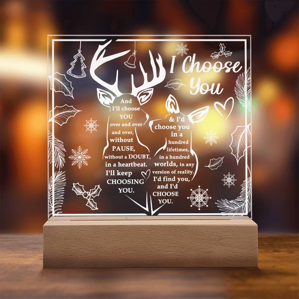 Christmas 'Reindeer Romance' - Acrylic Square Plaque - Real Rad Boutique