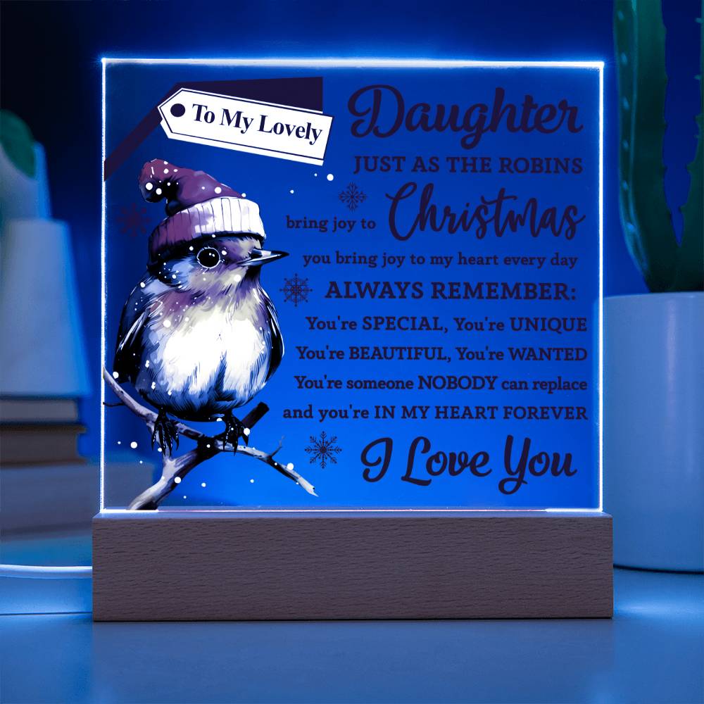 Christmas 'Robin's Joy' - Acrylic Square Plaque - Real Rad Boutique