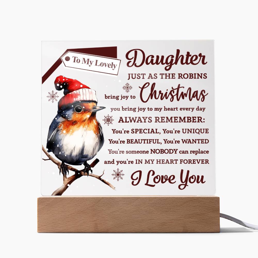 Christmas 'Robin's Joy' - Acrylic Square Plaque - Real Rad Boutique