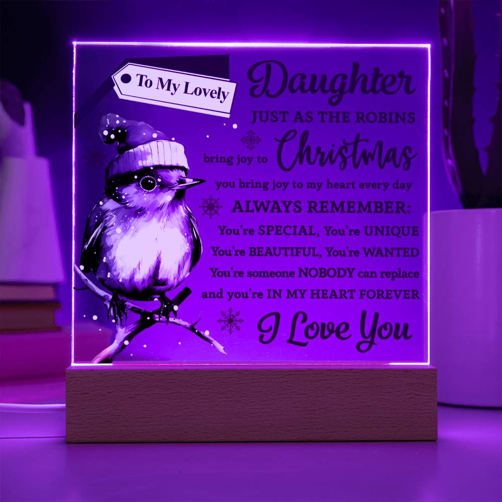 Christmas 'Robin's Joy' - Acrylic Square Plaque - Real Rad Boutique