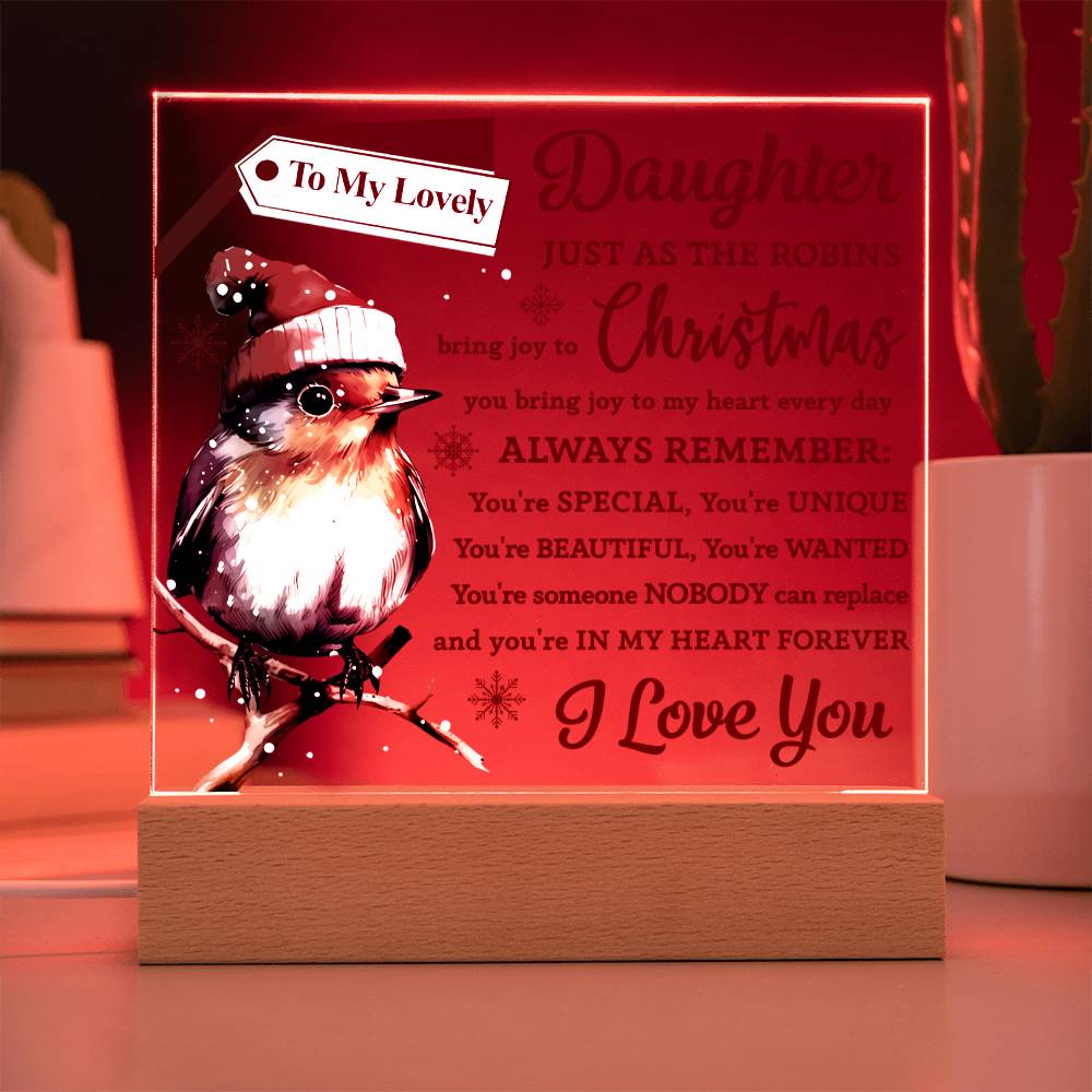 Christmas 'Robin's Joy' - Acrylic Square Plaque - Real Rad Boutique