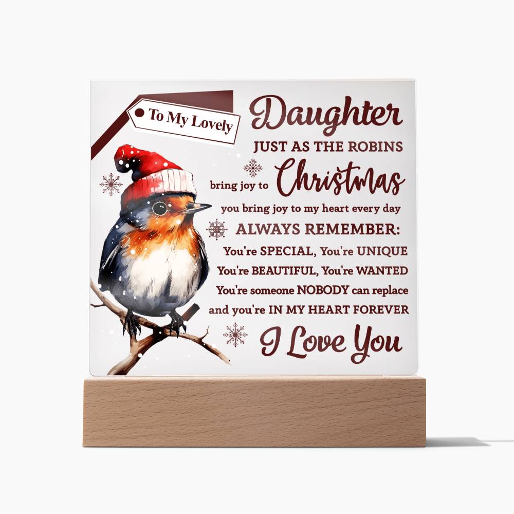 Christmas 'Robin's Joy' - Acrylic Square Plaque - Real Rad Boutique