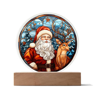 Christmas 'Santa's Merry Duo' Acrylic Circle Plaque - Real Rad Boutique