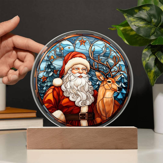 Christmas 'Santa's Merry Duo' Acrylic Circle Plaque - Real Rad Boutique