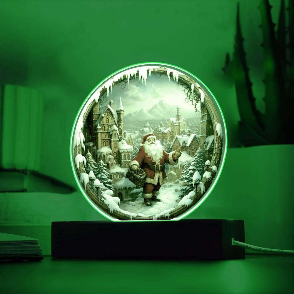 Christmas 'Santa's Snowy Spectacle' Acrylic Circle Plaque - Real Rad Boutique