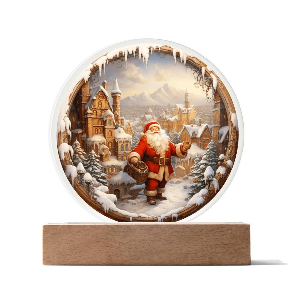 Christmas 'Santa's Snowy Spectacle' Acrylic Circle Plaque - Real Rad Boutique