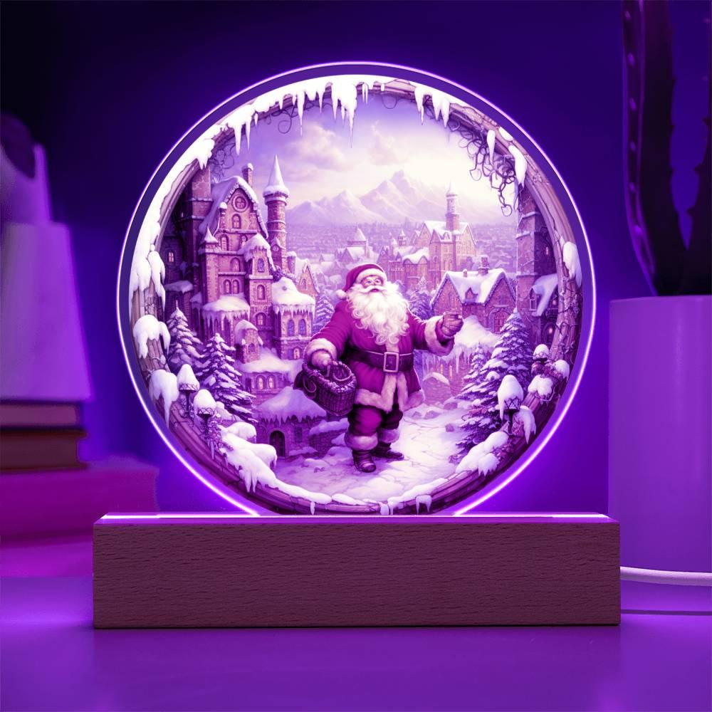 Christmas 'Santa's Snowy Spectacle' Acrylic Circle Plaque - Real Rad Boutique