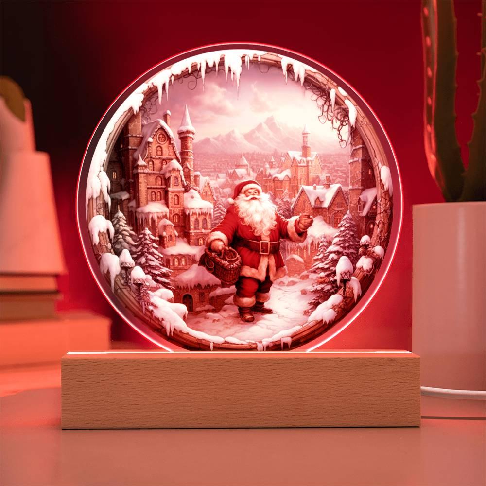 Christmas 'Santa's Snowy Spectacle' Acrylic Circle Plaque - Real Rad Boutique