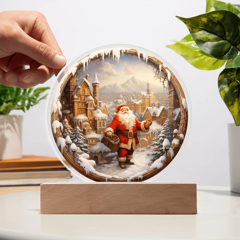 Christmas 'Santa's Snowy Spectacle' Acrylic Circle Plaque - Real Rad Boutique