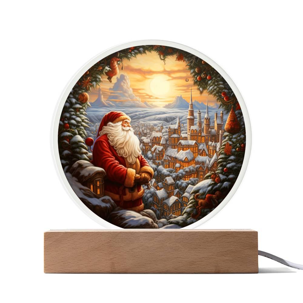 Christmas 'Santa's Winter Gaze' Acrylic Circle Plaque - Real Rad Boutique