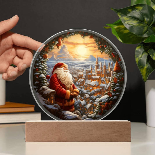 Christmas 'Santa's Winter Gaze' Acrylic Circle Plaque - Real Rad Boutique