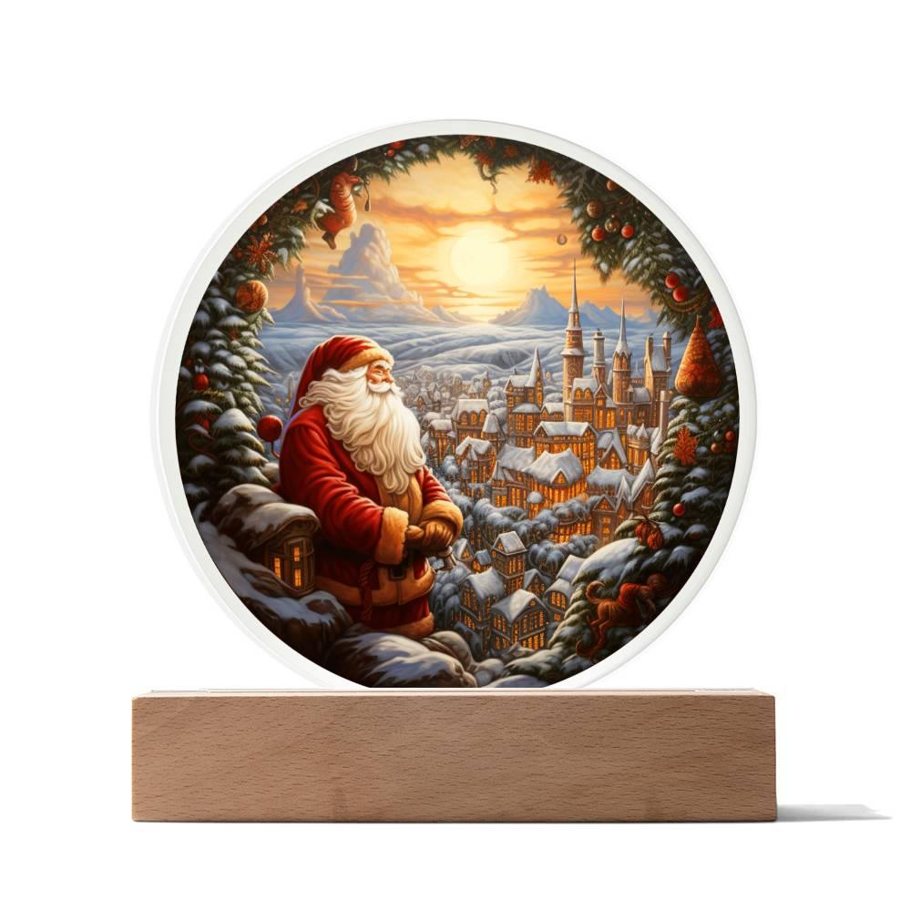 Christmas 'Santa's Winter Gaze' Acrylic Circle Plaque - Real Rad Boutique