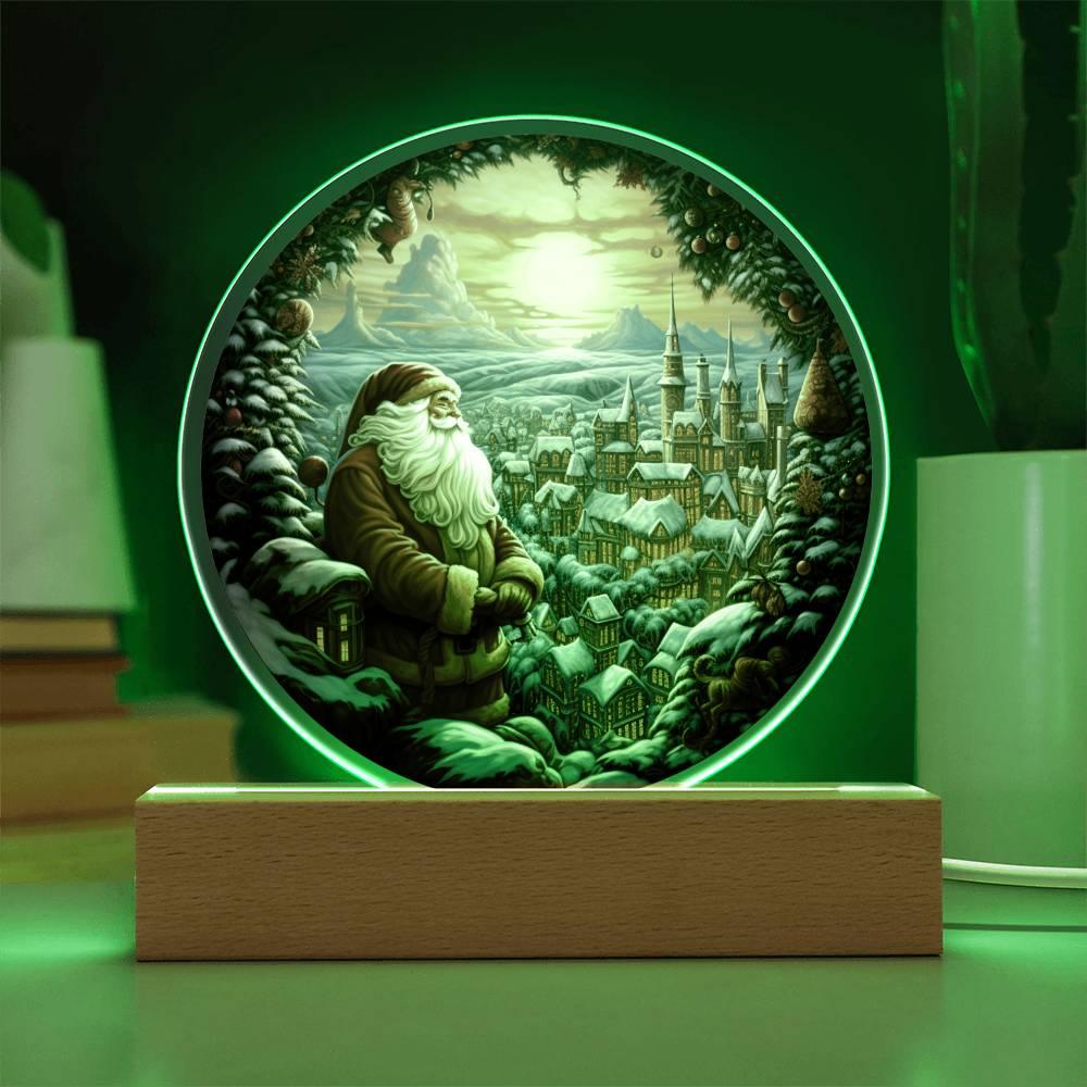 Christmas 'Santa's Winter Gaze' Acrylic Circle Plaque - Real Rad Boutique