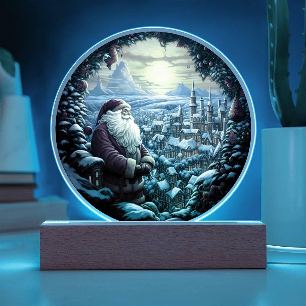 Christmas 'Santa's Winter Gaze' Acrylic Circle Plaque - Real Rad Boutique