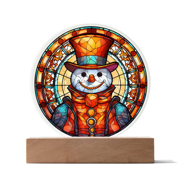 Christmas 'Snowman Serenity' - Acrylic Circle Plaque - Real Rad Boutique