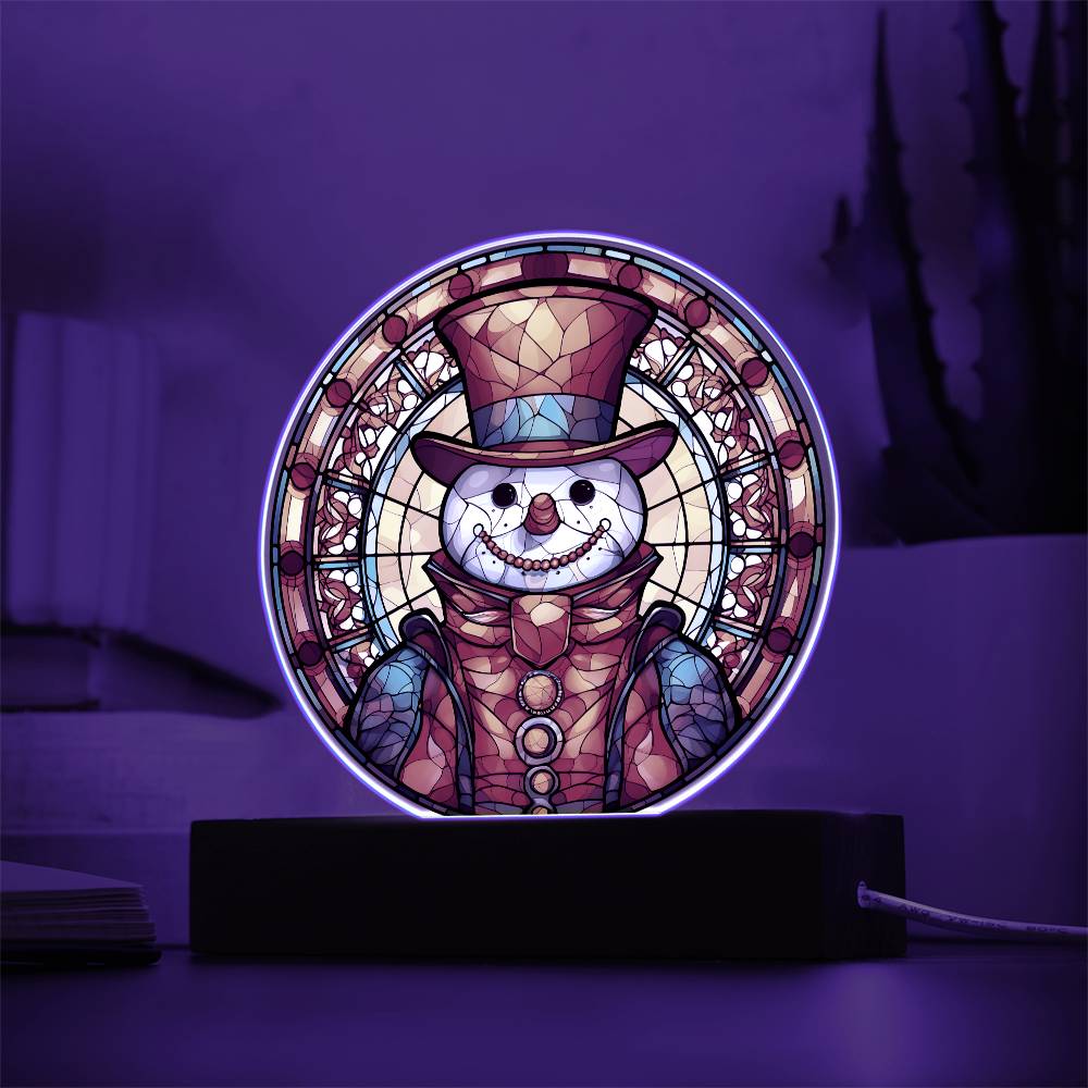 Christmas 'Snowman Serenity' - Acrylic Circle Plaque - Real Rad Boutique