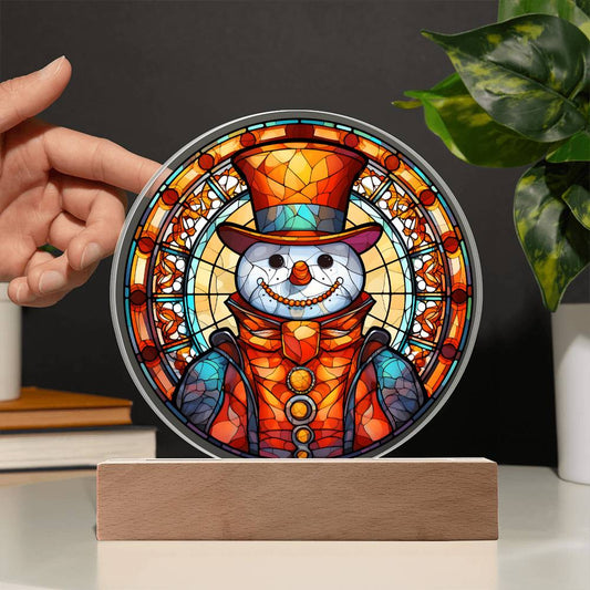 Christmas 'Snowman Serenity' - Acrylic Circle Plaque - Real Rad Boutique