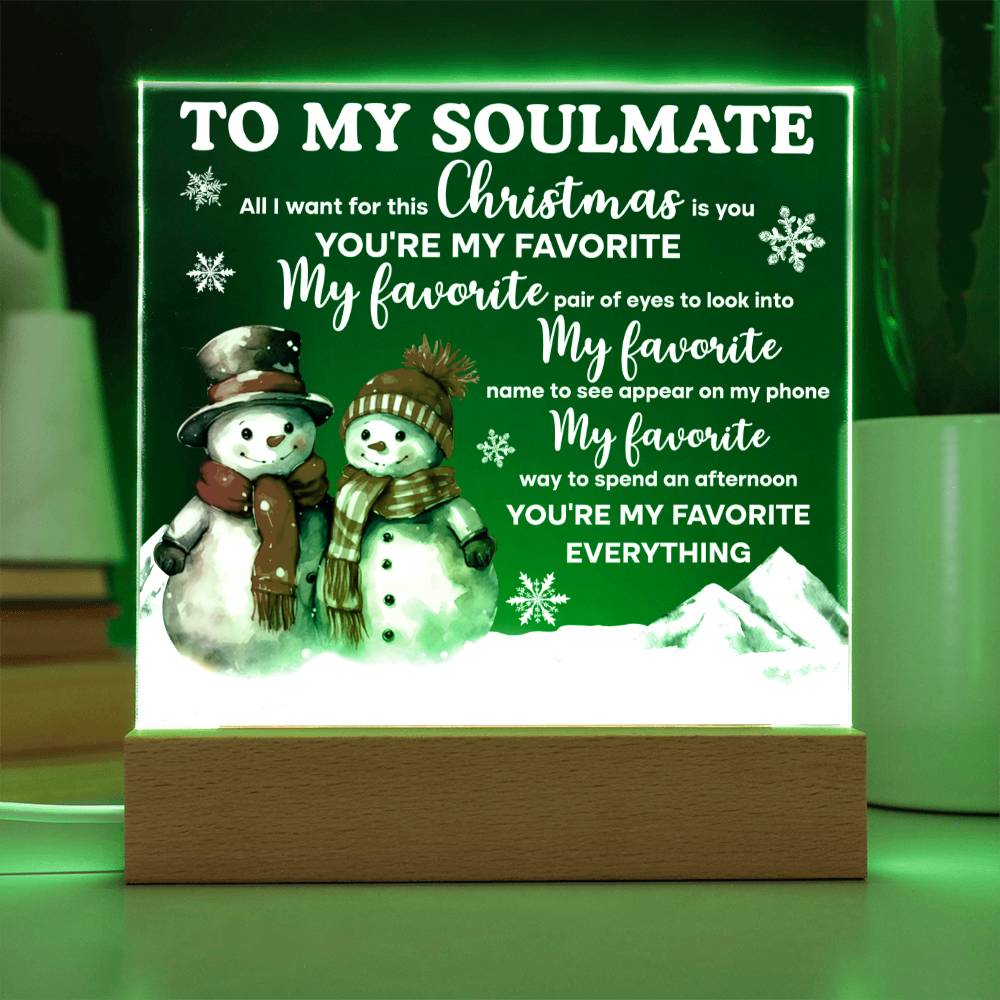 Christmas 'Snowman Sweethearts' - Acrylic Square Plaque - Real Rad Boutique