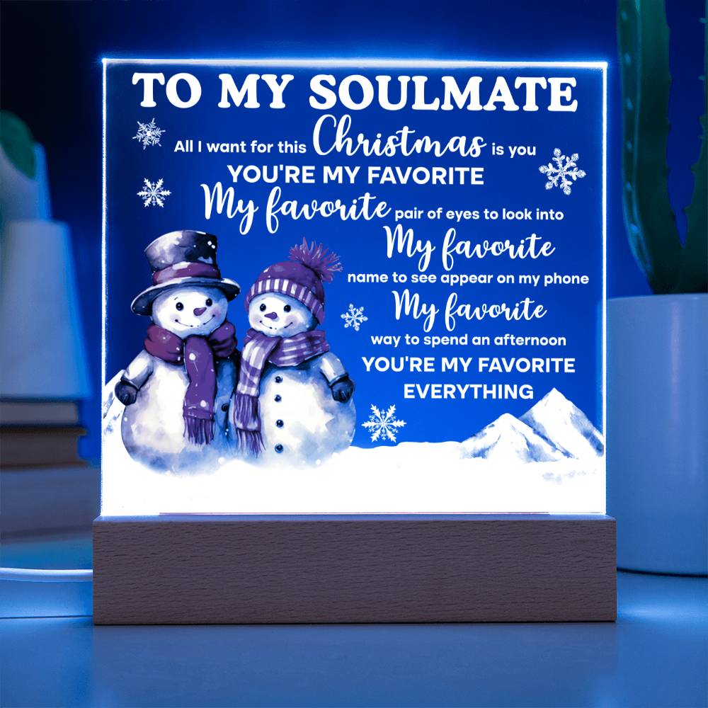 Christmas 'Snowman Sweethearts' - Acrylic Square Plaque - Real Rad Boutique