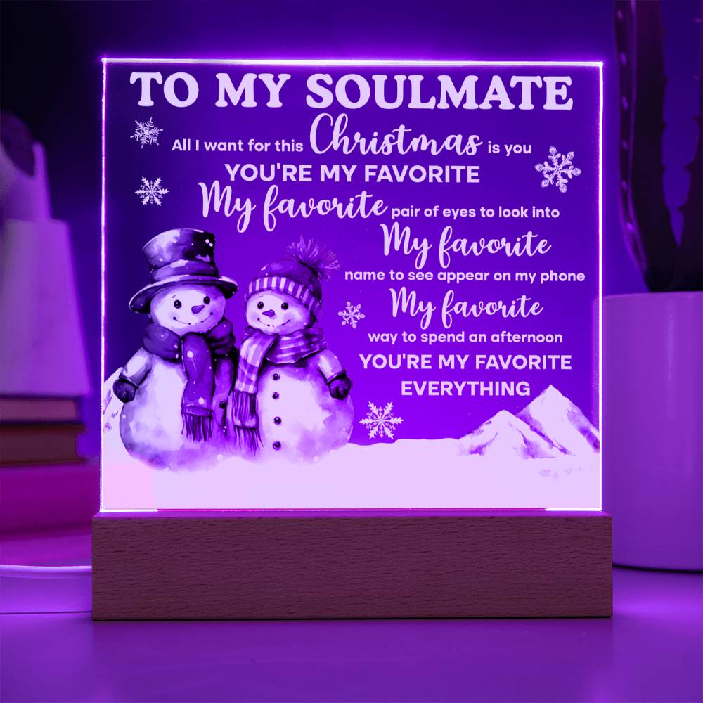 Christmas 'Snowman Sweethearts' - Acrylic Square Plaque - Real Rad Boutique