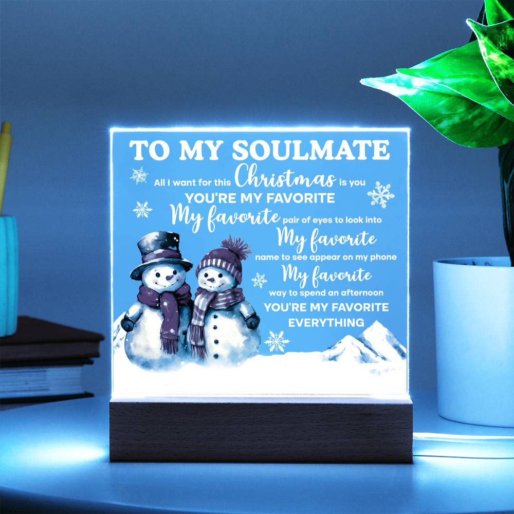 Christmas 'Snowman Sweethearts' - Acrylic Square Plaque - Real Rad Boutique