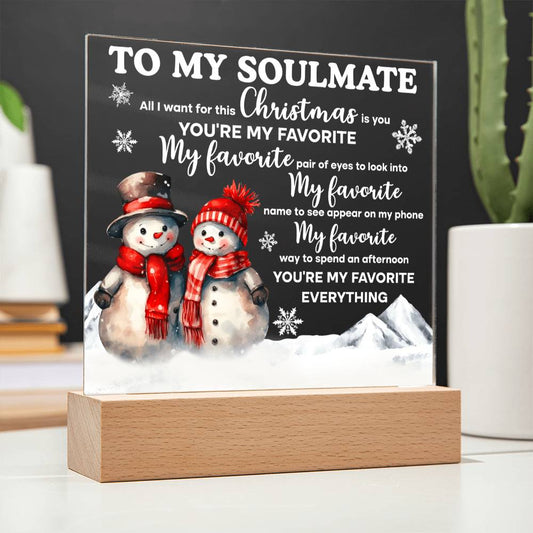 Christmas 'Snowman Sweethearts' - Acrylic Square Plaque - Real Rad Boutique